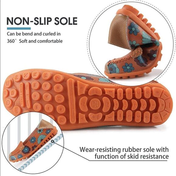 Womens Comfortable Leather Floral Print Shoes - Picture 2 of 3